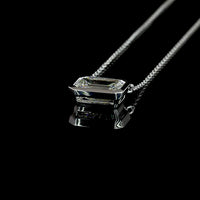14K White Gold East-West Bezel Set Emerald Cut Lab Diamond Solitaire Pendant - 2.08 Carat Total Weight - Covaloro Fine Jewelry
