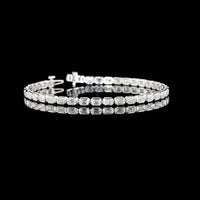 14K White Gold East-West Bezel Set Emerald Cut Lab Diamond Tennis Bracelet - 4.95 Carat Total Weight (39 Stones, E-F VS2) - Covaloro Fine Jewelry