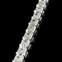14K White Gold East-West Bezel Set Emerald Cut Lab Diamond Tennis Bracelet - 4.95 Carat Total Weight (39 Stones, E-F VS2) - Covaloro Fine Jewelry