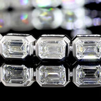 14K White Gold East-West Bezel Set Emerald Cut Lab Diamond Tennis Bracelet - 4.95 Carat Total Weight (39 Stones, E-F VS2) - Covaloro Fine Jewelry