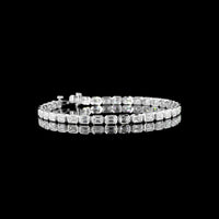 14K White Gold East-West Bezel Set Emerald Cut Lab Diamond Tennis Bracelet - 6.76 Total Carat Weight - Covaloro Fine Jewelry