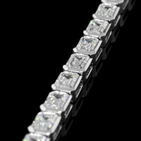 14K White Gold East-West Bezel Set Emerald Cut Lab Diamond Tennis Bracelet - 6.76 Total Carat Weight - Covaloro Fine Jewelry