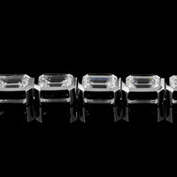 14K White Gold East-West Bezel Set Emerald Cut Lab Diamond Tennis Bracelet - 6.76 Total Carat Weight - Covaloro Fine Jewelry