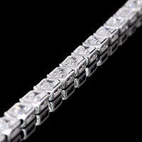 14K White Gold East-West Bezel Set Emerald Cut Lab Diamond Tennis Bracelet - 6.93 Carat Total Weight, 31 Stones, E-F VVS2 - Covaloro Fine Jewelry