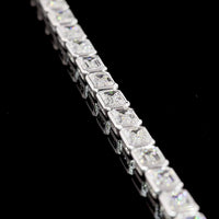 14K White Gold East-West Bezel Set Emerald Cut Lab Diamond Tennis Bracelet - 8.59 Carat Total Weight (D VVS2) - Covaloro Fine Jewelry