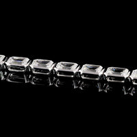 14K White Gold East-West Bezel Set Emerald Cut Lab Diamond Tennis Bracelet - 8.59 Carat Total Weight (D VVS2) - Covaloro Fine Jewelry