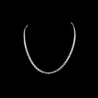 14K White Gold East-West Bezel Set Emerald Cut Lab Diamond Tennis Necklace - 13.35 Carat Total Weight - Covaloro Fine Jewelry