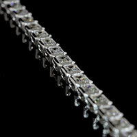 14K White Gold East-West Bezel Set Emerald Cut Lab Diamond Tennis Necklace - 13.35 Carat Total Weight - Covaloro Fine Jewelry