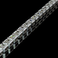 14K White Gold East-West Bezel Set Emerald Cut Lab Diamond Tennis Necklace - 13.35 Carat Total Weight - Covaloro Fine Jewelry