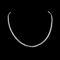 14K White Gold East-West Bezel Set Emerald Cut Lab Diamond Tennis Necklace - 5.44 Carat Total Weight (48 Stones, E-F VS1) - Covaloro Fine Jewelry