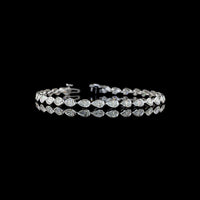 14K White Gold East-West Bezel Set Pear Shape Lab Diamond Tennis Bracelet - 4.64 Carat Total Weight - Covaloro Fine Jewelry