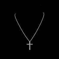14K White Gold East-West Cross Pendant with 11 Emerald Cut Lab Diamonds - 2.04 Carat Total Weight - Covaloro Fine Jewelry
