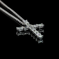 14K White Gold East-West Cross Pendant with 11 Emerald Cut Lab Diamonds - 2.04 Carat Total Weight - Covaloro Fine Jewelry