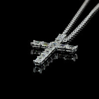14K White Gold East-West Cross Pendant with 11 Emerald Cut Lab Diamonds - 2.04 Carat Total Weight - Covaloro Fine Jewelry