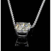 14K White Gold East-West Cushion Cut Lab Diamond Solitaire Pendant - 1.01 Carat Total Diamond Weight, E-F Color, VS2 Clarity - Covaloro Fine Jewelry