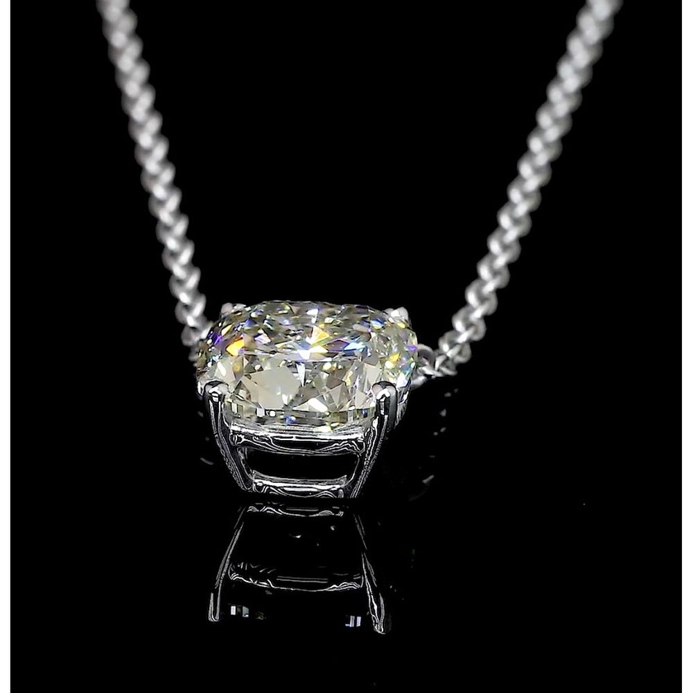 14K White Gold East-West Cushion Cut Lab Diamond Solitaire Pendant - 1.01 Carat Total Diamond Weight, E-F Color, VS2 Clarity - Covaloro Fine Jewelry