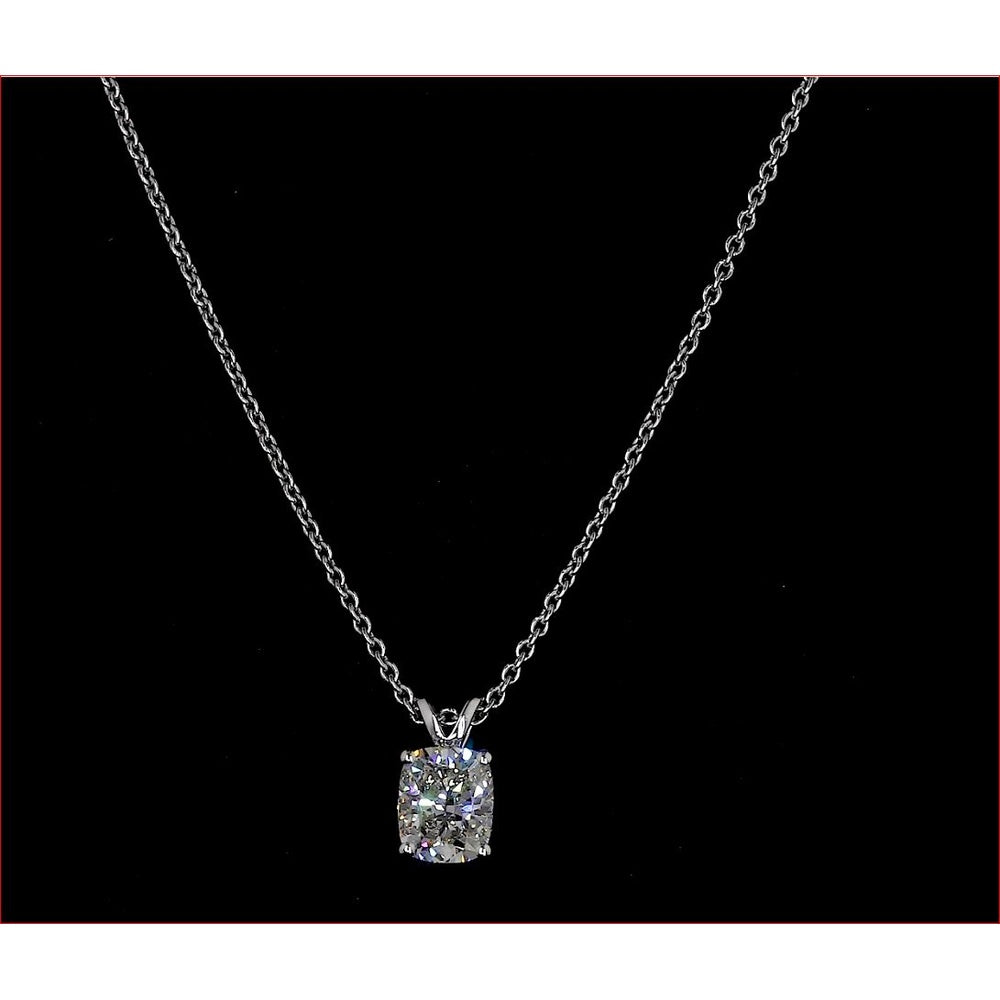 14K White Gold East-West Cushion Modified Cut Lab Diamond Solitaire Pendant - GIA Certified 1.06 Carat Total Weight - Covaloro Fine Jewelry