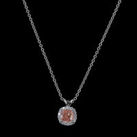 14K White Gold East-West Cushion Modified Halo Pendant with Fancy Orangy Pink Lab Diamond - 1.05 Carats Total Diamond Weight - Covaloro Fine Jewelry