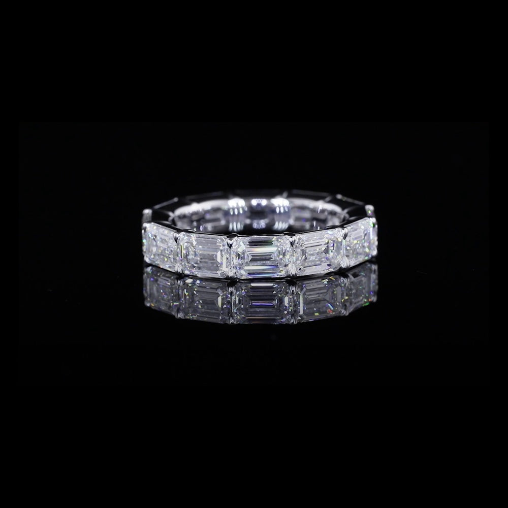 14K White Gold East-West Emerald Cut Lab Diamond Eternity Band - 24 Stones, 10.58 Total Carat Weight, E-F VS1 Clarity - Covaloro Fine Jewelry