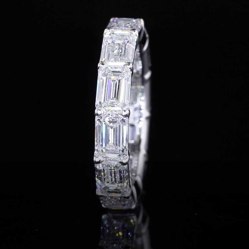 14K White Gold East-West Emerald Cut Lab Diamond Eternity Band - 24 Stones, 10.58 Total Carat Weight, E-F VS1 Clarity - Covaloro Fine Jewelry