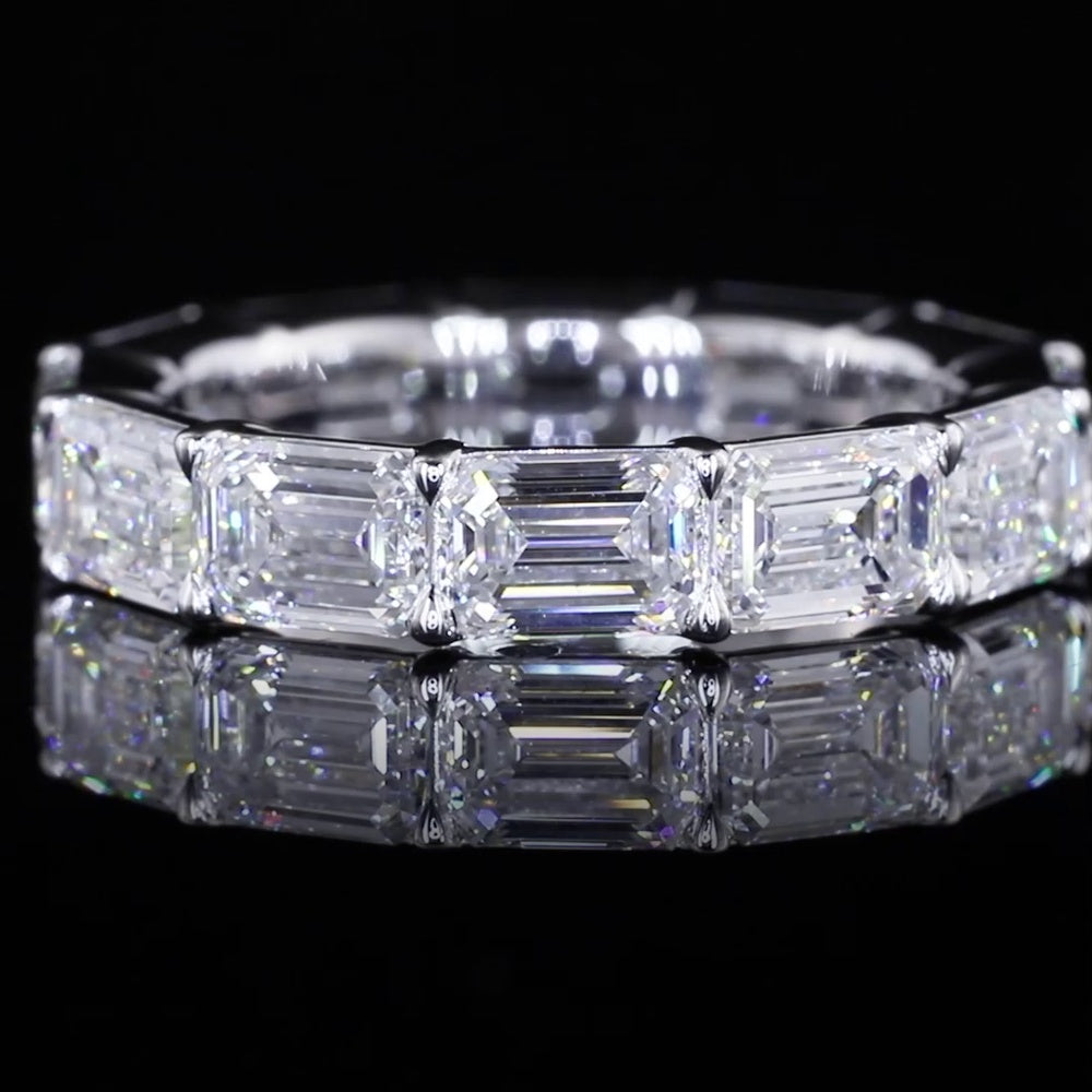 14K White Gold East-West Emerald Cut Lab Diamond Eternity Band - 24 Stones, 10.58 Total Carat Weight, E-F VS1 Clarity - Covaloro Fine Jewelry