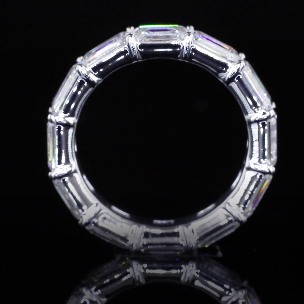 14K White Gold East-West Emerald Cut Lab Diamond Eternity Band - 24 Stones, 10.58 Total Carat Weight, E-F VS1 Clarity - Covaloro Fine Jewelry