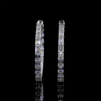 14K White Gold East-West Emerald Cut Lab Diamond Hoop Earrings - 40 Stones, 12.45 Carat Total Weight, F VVS1 - Covaloro Fine Jewelry