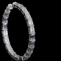 14K White Gold East-West Emerald Cut Lab Diamond Hoop Earrings - 40 Stones, 12.45 Carat Total Weight, F VVS1 - Covaloro Fine Jewelry