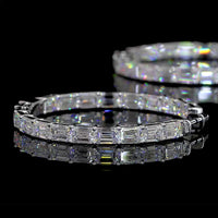 14K White Gold East-West Emerald Cut Lab Diamond Hoop Earrings - 40 Stones, 12.45 Carat Total Weight, F VVS1 - Covaloro Fine Jewelry