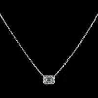 14K White Gold East-West Emerald Cut Lab Diamond Solitaire Pendant - 0.42 Carat Total Weight, E-F Color VS1 Clarity - Covaloro Fine Jewelry