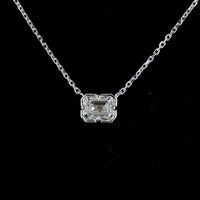 14K White Gold East-West Emerald Cut Lab Diamond Solitaire Pendant - 0.42 Carat Total Weight, E-F Color VS1 Clarity - Covaloro Fine Jewelry