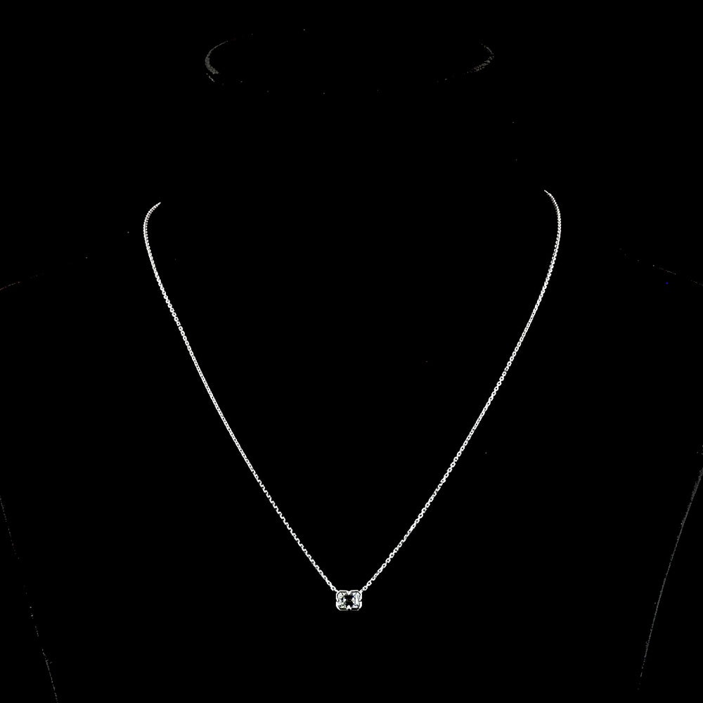 14K White Gold East-West Emerald Cut Lab Diamond Solitaire Pendant - 0.42 Carat Total Weight, E-F Color VS1 Clarity - Covaloro Fine Jewelry