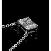 14K White Gold East-West Emerald Cut Lab Diamond Solitaire Pendant - 1.03 Carat Total Weight, F VS1 - Covaloro Fine Jewelry