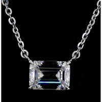 14K White Gold East-West Emerald Cut Lab Diamond Solitaire Pendant - 1.06 Carat Total Weight, E-F Color, VS1 Clarity - Covaloro Fine Jewelry