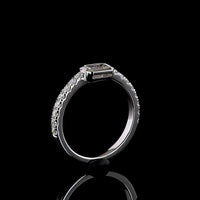 14K White Gold East-West Emerald Cut Lab Diamond Solitaire Ring with Brilliant Cut Diamond Shank - 0.74 Carats Total Diamond Weight - Covaloro Fine Jewelry