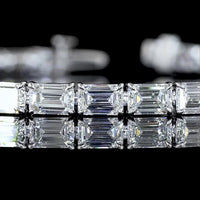 14K White Gold East-West Emerald Cut Lab Diamond Tennis Bracelet - 11.62 Carat Total Diamond Weight, 34 Stones, E-F Color VS Clarity - Covaloro Fine Jewelry