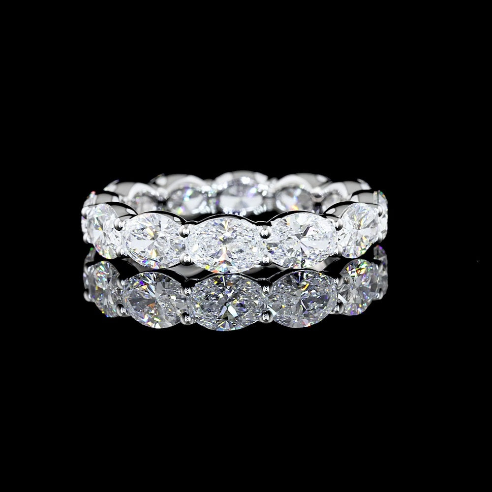 14K White Gold East-West Eternity Band with 12 Oval Cut CVD Lab Diamonds - 3.65 Carat Total Weight, E-F Color VS1 Clarity - Covaloro Fine Jewelry
