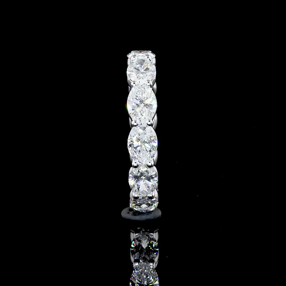 14K White Gold East-West Eternity Band with 12 Oval Cut CVD Lab Diamonds - 3.65 Carat Total Weight, E-F Color VS1 Clarity - Covaloro Fine Jewelry
