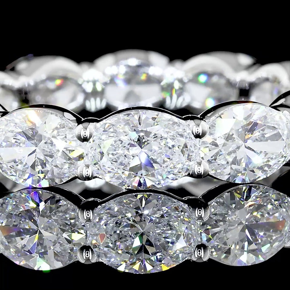 14K White Gold East-West Eternity Band with 12 Oval Cut CVD Lab Diamonds - 3.65 Carat Total Weight, E-F Color VS1 Clarity - Covaloro Fine Jewelry