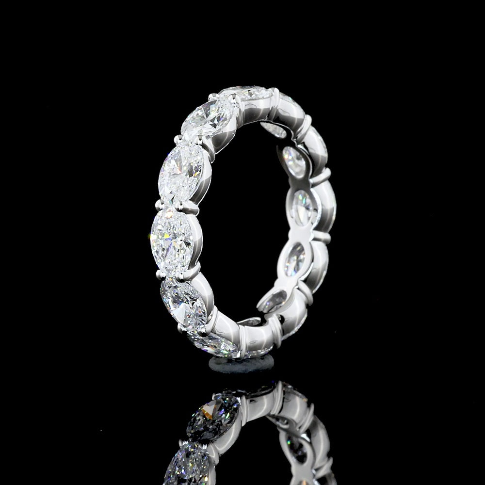 14K White Gold East-West Eternity Band with 12 Oval Cut CVD Lab Diamonds - 3.65 Carat Total Weight, E-F Color VS1 Clarity - Covaloro Fine Jewelry
