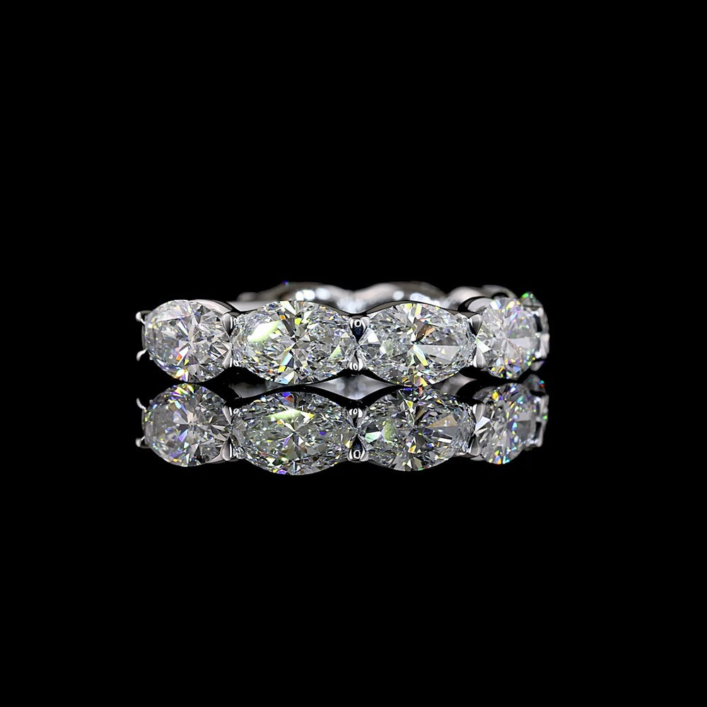 14K White Gold East-West Eternity Band with 8 Oval Cut Lab-Grown Diamonds E-F VS1 - 3.14 Carat Total Weight - Covaloro Fine Jewelry