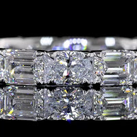 14K White Gold East-West Eternity Band with Alternating Emerald Cut and Oval Cut Lab Diamonds - 2.02 Carats Total Diamond Weight - Covaloro Fine Jewelry
