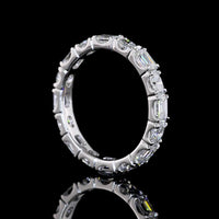 14K White Gold East-West Eternity Band with Alternating Emerald Cut and Oval Cut Lab Diamonds - 2.02 Carats Total Diamond Weight - Covaloro Fine Jewelry