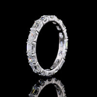 14K White Gold East-West Eternity Band with Alternating Emerald Cut and Oval Cut Lab Diamonds - 2.02 Carats Total Diamond Weight - Covaloro Fine Jewelry