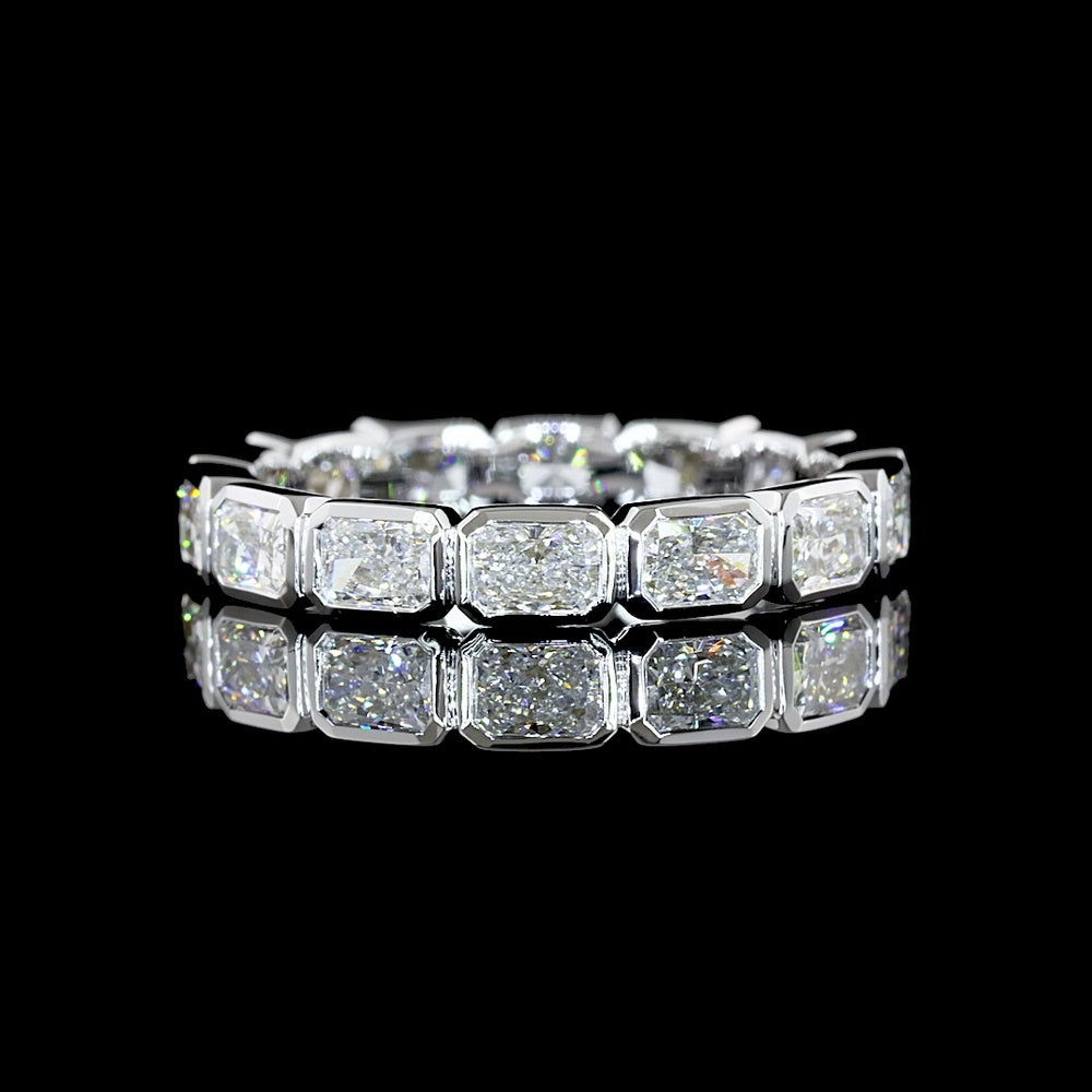 14K White Gold East-West Eternity Band with Bezel Set Radiant Cut Lab Diamonds - 1.99 Carats Total Diamond Weight - Covaloro Fine Jewelry