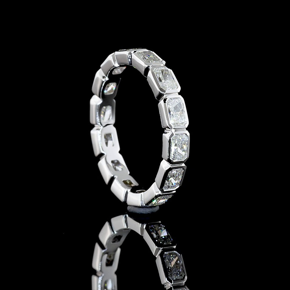 14K White Gold East-West Eternity Band with Bezel Set Radiant Cut Lab Diamonds - 1.99 Carats Total Diamond Weight - Covaloro Fine Jewelry