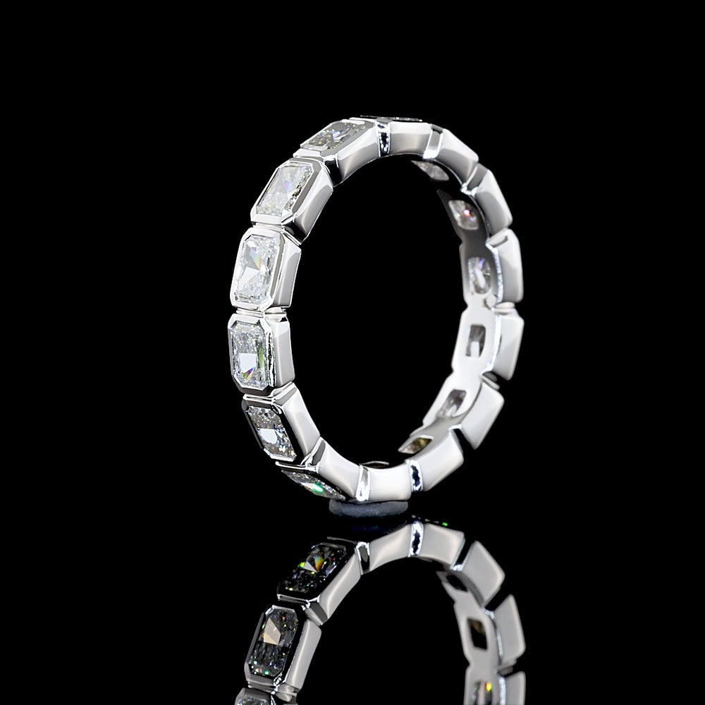 14K White Gold East-West Eternity Band with Bezel Set Radiant Cut Lab Diamonds - 1.99 Carats Total Diamond Weight - Covaloro Fine Jewelry