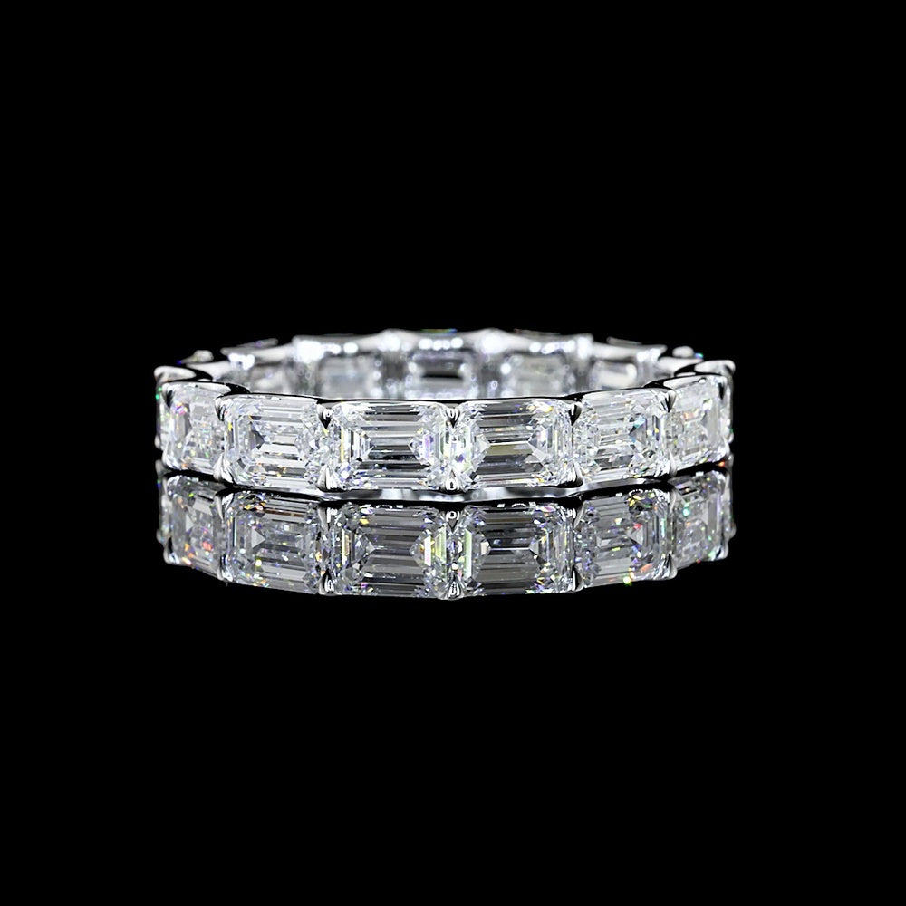 14K White Gold East-West Eternity Band with Emerald Cut Lab Diamonds - 3.01 Total Carat Weight - Covaloro Fine Jewelry