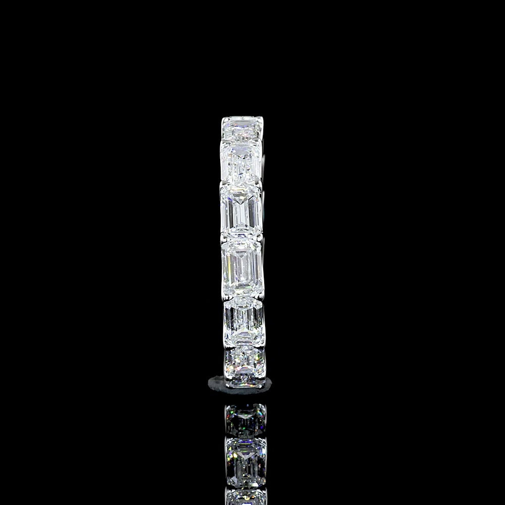14K White Gold East-West Eternity Band with Emerald Cut Lab Diamonds - 3.01 Total Carat Weight - Covaloro Fine Jewelry