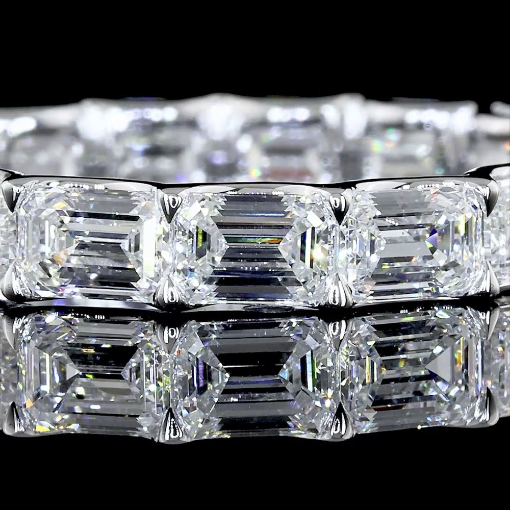14K White Gold East-West Eternity Band with Emerald Cut Lab Diamonds - 3.01 Total Carat Weight - Covaloro Fine Jewelry